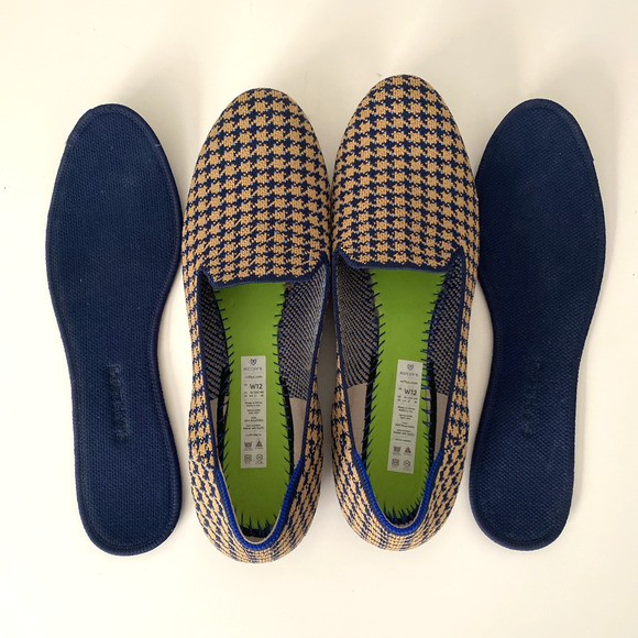 ROTHY'S Sapphire Camel Houndstooth Loafer Flat Slip On Round Toe Brown Blue 12 - Picture 8 of 10